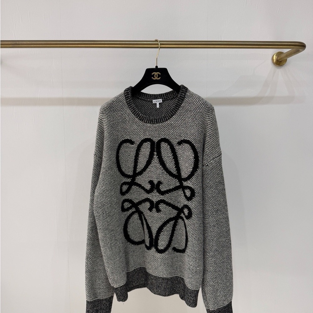Authentic Loewe Black and Gray Crew Neck Sweater